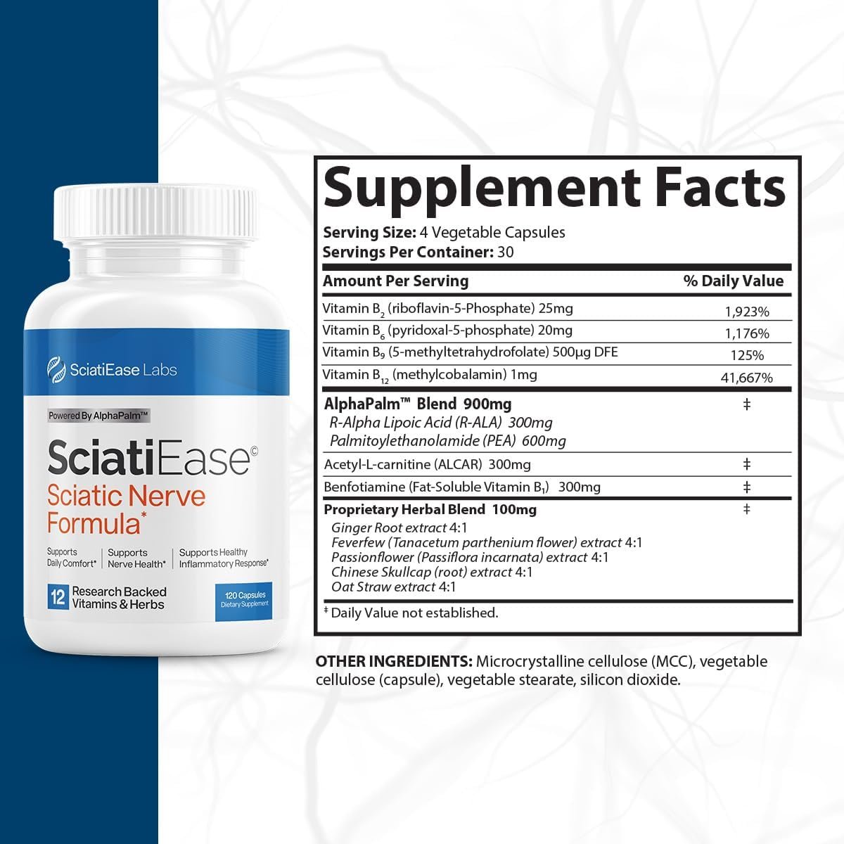 Sciatic Nerve Health Support Supplement -120 Capsules